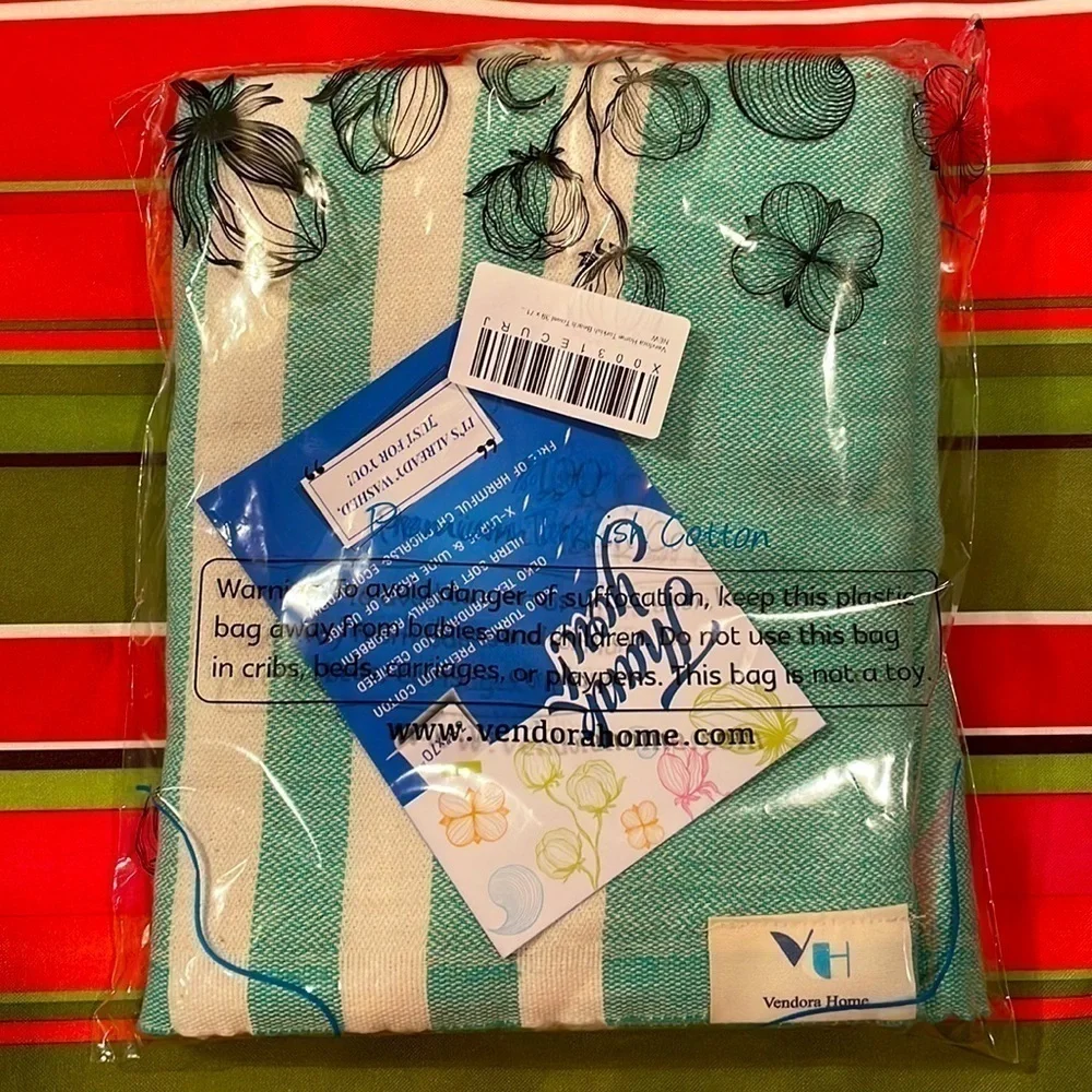 Brand New 100% Cotton Turkish Beach Towel Sea Green Prewashed Quick Dry 39
